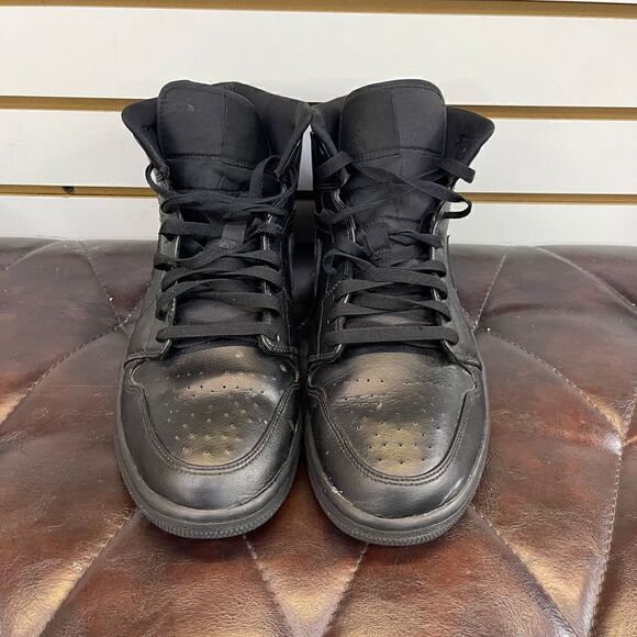Nike Air Jordan 1 Mid Triple Black Basketball Sneakers Shoes Men’s Size 13 - Picture 3 of 8